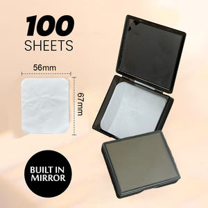 Feuilles de buvardage d'huile-Feuilles absorbantes d'huile pour le visage Film de contrôle d'huile naturelle pour peau <span class=keywords><strong>grasse</strong></span> avec miroir et bouffée - Product Image 2