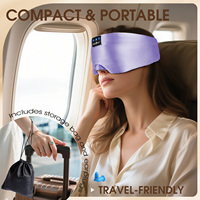 Masque de sommeil plat Bluetooth 5.4 en soie, cache-yeux bloquant la lumière, casque audio stéréo, design ergonomique, velcro réglable
