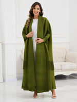 Robe longue plissée style Miyake en polyester, taille unique, avec boutons aux poignets, couleur unie, Abaya Kaftan Cardigan, collection 2026