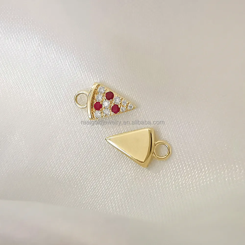 Vàng đồ trang sức mỹ 14K bất Vàng Vàng quyến rũ Mặt dây chuyền với ruby và moissanite đồ trang sức DIY phụ kiện với kích thước dễ thương