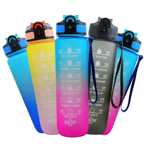 Motiverende Waterfles Camping Unisex Klimmen Eco Vriendelijk Lekvrij Logo Bpa Gratis Fabriek Sportschool Fitness Poorten 1l