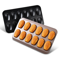 Moule à Gâteau Rectangulaire 12 Cavités en Acier Carbone Épais 13mm, Revêtement PTFE, Compatible Lave-Vaisselle et Four, Sans BPA ni PFOA, Durable Noir
