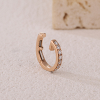 Pendientes de Clip de Diamantes Blancos Naturales de Oro de 18K de Alta Gama, Regalo de Boda, Joyería de Lujo para Mujeres y Niñas para el Día de San Valentín