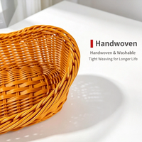 Panier de rangement en rotin PP tressé à la main en forme de bateau, 3 tailles, organisateur tressé pour collations, bonbons et rangement domestique de bureau