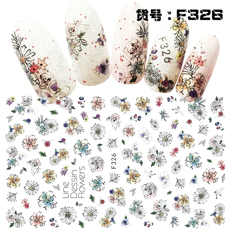 2019 nail art sticker french nail stickers stencils for beauty 3D Cartoon Nail Sticker self-adhesive decals For Children