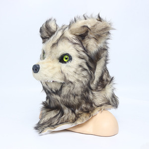 Máscara de Lobo de Peluche con Boca Móvil para Halloween, Máscara de Terror de PVC/Peluche para Pascua y Carnaval - Product Image 3