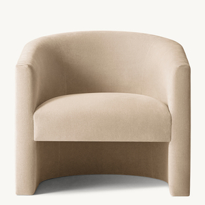 Canapé de sol au design minimaliste en laine d'agneau, fauteuil simple à dossier haut avec accoudoirs, chaise de salon - Product Image 5