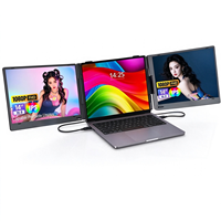 Moniteur portable triple écran 14 pouces FHD 1080 IPS Type-C Plug-and-play Écran LCD pour ordinateur portable, bureau et affaires