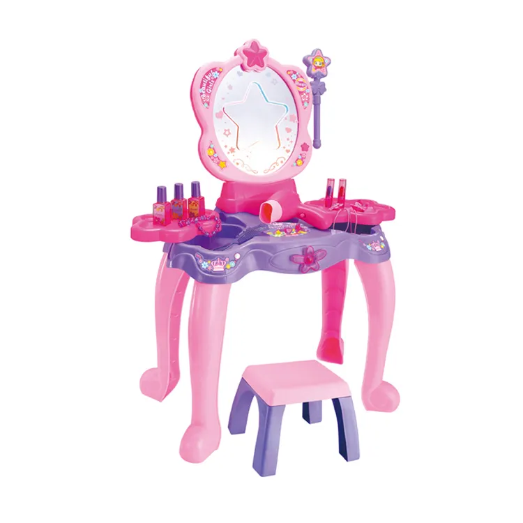 Kinderspiel zeug Magic Stick Beauty Makeup Kommode mit Spiegel und Lichtern