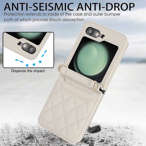 Funda Cruzada Acolchada <span class=keywords><strong>para</strong></span> Samsung <span class=keywords><strong>Galaxy</strong></span> Z Flip 7 6 5 4 3, Funda Protectora de Cuero con Tarjetero a Prueba de Golpes <span class=keywords><strong>para</strong></span> Motorola Razr 50 - Product Image 3