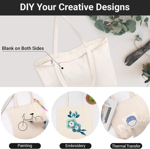 Wholesale Custom Reusable Blank 10OZ-16OZ Cotton <b>Canvas</b> <b>Tote</b> Bag Promotional Gift Long Handle Zipper Closure Eco-friendly - Product Image 4