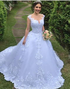 Vestido de novia de encaje de lujo, bata de cuello increíble, bordado de princesa, vestido de baile de talla grande hinchado, vestido de novia MWA508 - Product Image 2