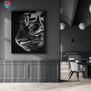 Decoración de pared UNIART, pintura en <span class=keywords><strong>lienzo</strong></span> de <span class=keywords><strong>tigre</strong></span> blanco y negro, carteles modernos de animales e impresiones, Cuadros, cuadro de pared, decoración del hogar para sala de estar - Product Image 5