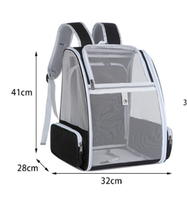 Pet <b>Backpack</b> Carrier Mesh Material Breathable Zipper Closure Solid Color Quadratic Shape for <b>Cats</b> - Product Image 3