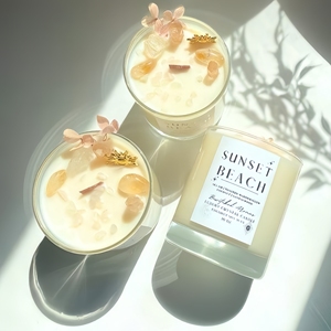 Bougie de gemme infusée de cire de soja de marque de distributeur de luxe personnalisée bougie parfumée <span class=keywords><strong>magique</strong></span> avec fleurs sèches - Product Image 5