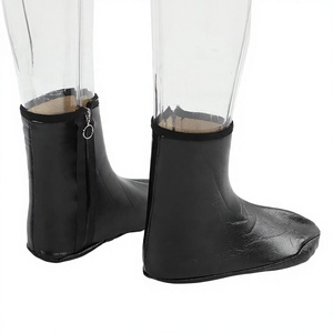 PU Leather Waterproof <b>Men's</b> Winter Floor <b>Socks</b> with Zipper <b>Warm</b> Anti-Slip Ankle Cover for Camping Fishing Hunting - Product Image 1