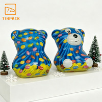 Lata Metálica con Forma de Oso para Monedas, Personalizable con Logotipo, Caja de Metal Vacía para Dulces y Galletas, Contenedor de Ahorro para Niños