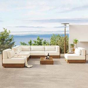 Ensemble de mobilier de jardin en teck personnalisable pour l'extérieur, résistant à l'eau, avec table basse - Product Image 3