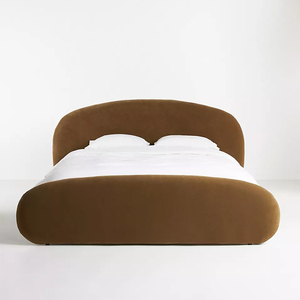Italian Simple Villa Fabric Velvet Bedroom Double Bed Home Hotel Customized 1.8/2.0 Queen King Size Soft Backrest Bed <strong>Furniture</strong> - Product Image 2