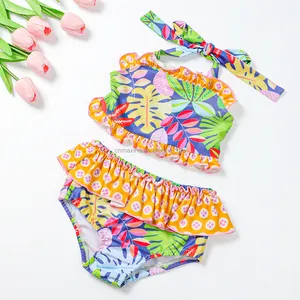 Crianças Two Piece Swimwear Verão floral Para Meninas Bebê Biquíni Swimsuit Para Meninas Maiô