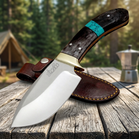 Couteau de chasse et de camping artisanal SIZZCO, lame fixe en acier D2, couteau Cattleman OEM EDC avec étui en cuir, meilleur cadeau