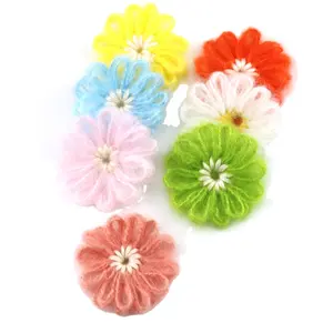 Lindo y elegante 3D 4cm falso lana hilo bordado flor 7 color de la flor accesorios para vestido bolsa adorno para el pelo