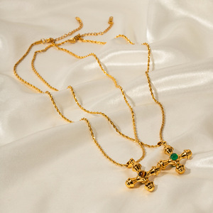 Yueli Cross <b>Necklace</b> Stainless Steel Gold Plated Geometric Pendant Party Jewelry - Product Image 4