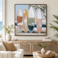 Nouvelle peinture sur toile peinte à la main, style océan côtier, design rame, peinture acrylique colorée, tableaux muraux pour la décoration du salon