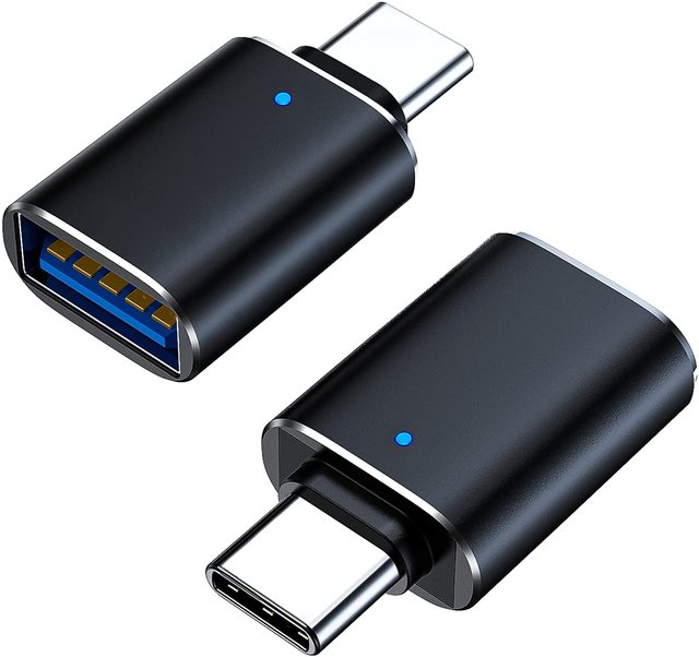 Aluminum Alloy USB C to Converter with Blue LED Light for Type C Device USB C to USB 3.0 OTG Adapter