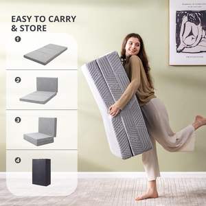 Colchón Plegable de 4 Pulgadas, Colchón de Espuma Viscoelástica Triple Plegable para Acampar, Cama para Invitados, Funda Lavable <span class=keywords><strong>y</strong></span> Base Antideslizante - Product Image 3