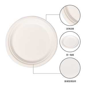 Plateau de service rond biodégradable en résidus de canne à sucre, 6, 7, 9, 10 pouces, boîte à lunch jetable pour plats à emporter, restauration rapide, camping - Product Image 1