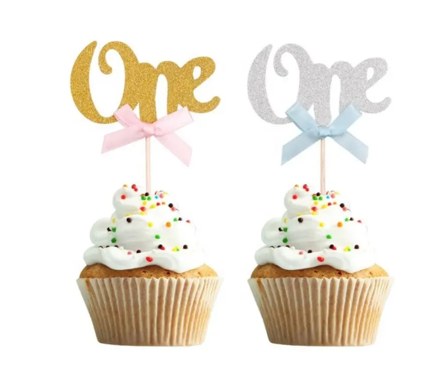 1st Party Decorations Baby Jongen Meisje Ik Ben Een Jaar Gold 1 Anniversary Levert Eerste Verjaardagstaart Cupcake Topper