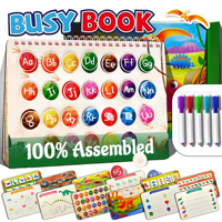 Livre d'activités Montessori à 28 thèmes avec Velcro pour les tout-petits de 1 à 3 ans, avec 8 marqueurs et sac de rangement, livres d'activités réutilisables pour tout-petits
