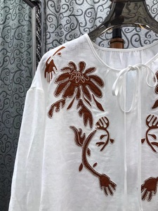 100%Linen <strong>Tops</strong> 2026 Spring Summer Designer Fashion <strong>Women</strong> Beading Embroidery Deco Long Sleeve Elegant Loose White <strong>Yellow</strong> Blouses - Product Image 5