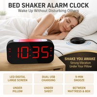 Jam Alarm Getar Digital LED Terlaris, Pengguncang Tempat Tidur untuk Tidur Nyenyak, Cocok untuk Gangguan Pendengaran, Dapat Dikustomisasi
