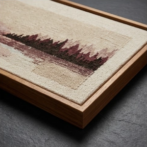 Marco de Resina - Beige - Tapiz Artístico Tejido con Paisaje Lacónico |   Arte de Pared Tejido |   Tapiz mural tejido con motivos de montañas y bosques (21 cm x 21 cm) - Product Image 5