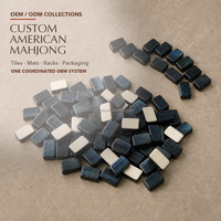 Set Mahjong Amerika Ukuran Besar dengan Finishing Cangkang Hitam, 4 Rak, Alas Dorong, dan Tas Pembawa untuk Permainan Kelompok