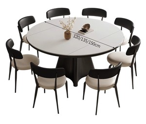 Juego de mesa de comedor de extensión redonda <span class=keywords><strong>8</strong></span> sillas Mesa de comedor de piedra sinterizada de China - Product Image 1