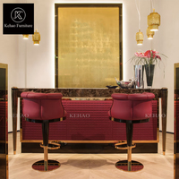 Comptoir de bar personnalisé pour hôtel, restaurant, café, avec meuble de rangement pour vin, mobilier de luxe, tabourets de bar