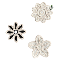 Applique en coton 3D faite à la main, motif floral au crochet, broderie, dentelle, pour vêtements, sacs, accessoires, décoration de couture pour chapeaux