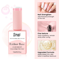 Kutek Gel UV Rubber Base 2026 Terbaru 6 Warna, Botol Pink 15ml, Tahan Lama, Memperkuat, Memberi Kilau, Lapisan Rubber