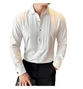 <span class=keywords><strong>Chemise</strong></span> de smoking pour hommes <span class=keywords><strong>Chemise</strong></span> habillée formelle Chemises boutonnées à manches longues plissées pour le bal de promo et le mariage - Product Image 3