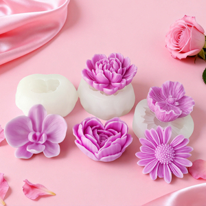قوالب سيليكون ثلاثية الأبعاد على شكل زهور وورود صديقة للبيئة وآمنة للغسل في غسالة الأطباق لصنع الشموع والصابون وتزيين الكعك والحلويات يدويًا - Product Image 1