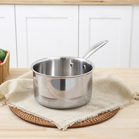 Set Peralatan Masak Stainless Steel 6 Buah Gaya Amerika, Aman untuk Oven dan Mesin Cuci Piring, Tutup Kaca Ramah Lingkungan, Panci dan Wajan dengan Dasar Berlapis Banyak