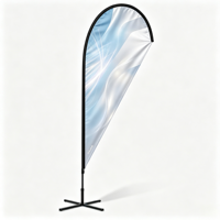Drapeau publicitaire extérieur pour centre commercial, éco-responsable et économe en énergie, avec logo personnalisé, en polyester 110G et mât en fibre de verre
