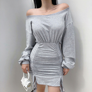 Vestidos de color sólido de las Mujeres Casa <span class=keywords><strong>vestido</strong></span> de las mujeres casuales de mujer largo manga <span class=keywords><strong>vestido</strong></span> de las mujeres - Product Image 2