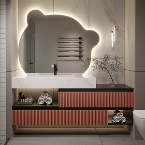 Set di mobili da toeletta moderni in stile europeo con doppio lavandino da bagno con lavandino - Product Image 3