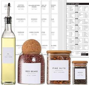Küchen-Pantry-Etiketten für Lebensmittel Weiße minimalist ische Etiketten für Gläser Vorrats behälter Vor gedruckter wasserdichter Pantry-Aufkleber - Product Image 1