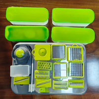 All-In-1 Groentesnijder Met Snijplank Groentehakselui Aardappelsnijder Roestvrijstalen Groentegereedschap Met 4 Containers