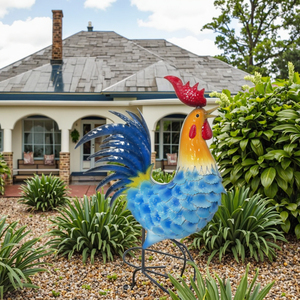 Ensemble rétro personnalisé 2 coqs poule coq coq stylo volant coloré ornement de jardin coq avec cage à gibier - Product Image 4